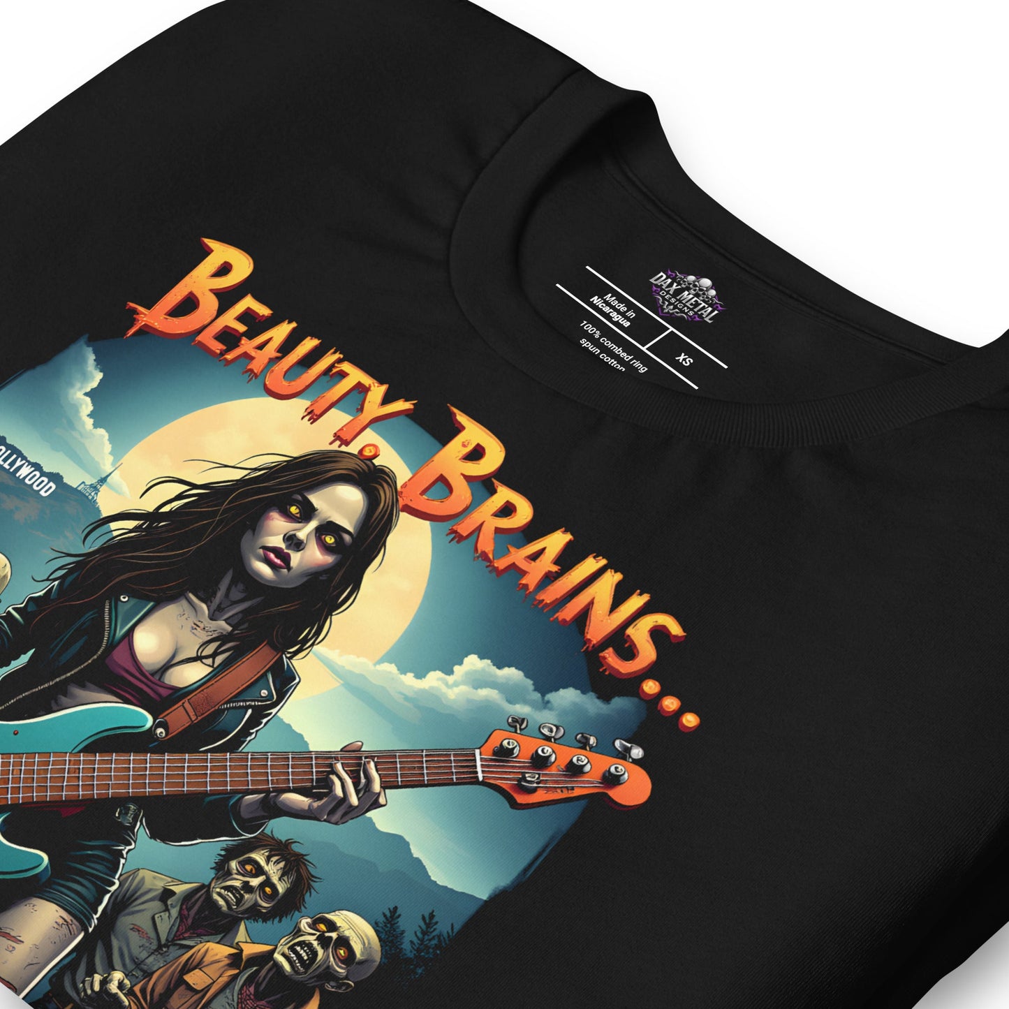 Beauty, Brains and Brutal Bass -T-Shirt Bassisten-T-Shirt von Dax Metal Designs – Bella+Canvas Metal T-Shirt