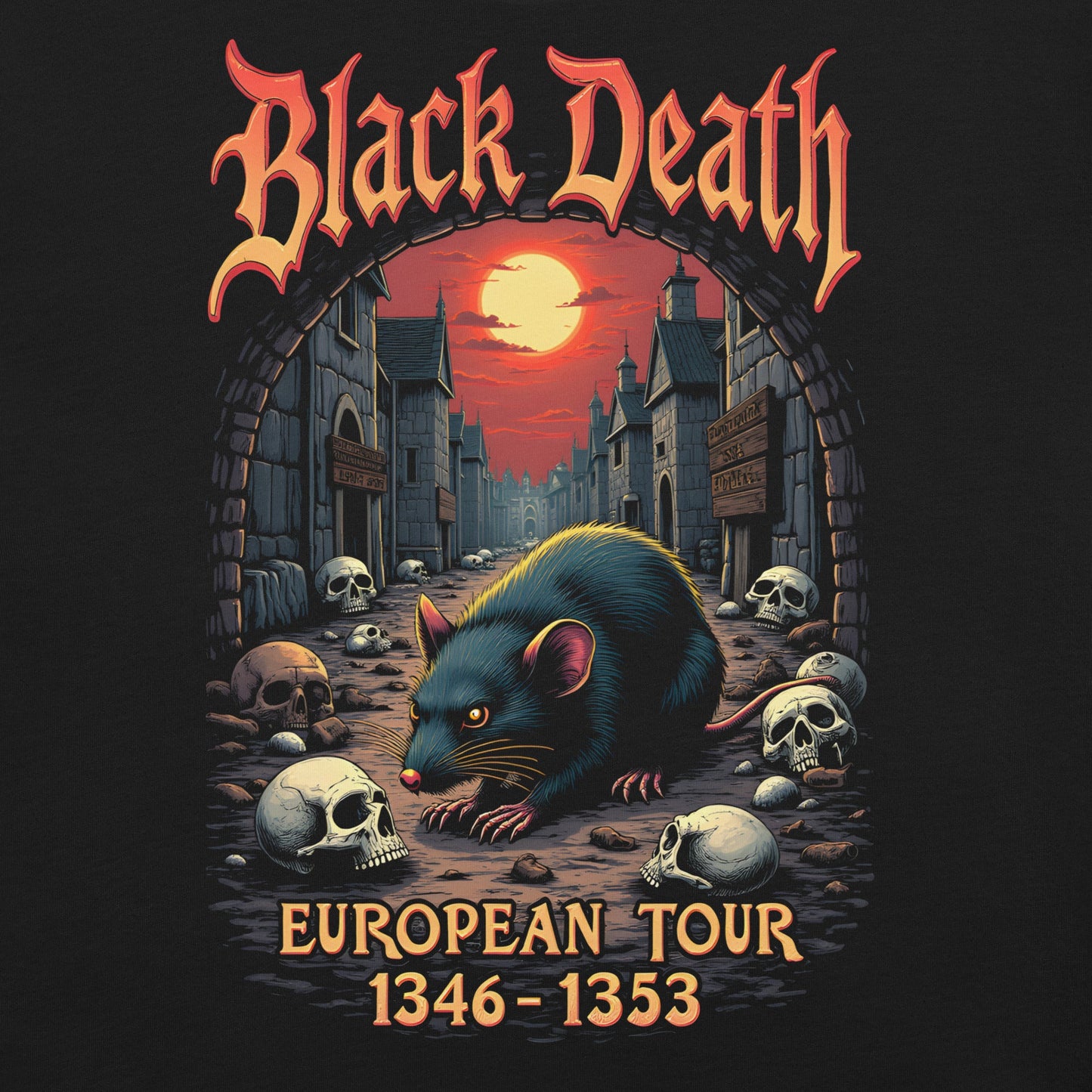 Black Death - European Tour 1346 - 1353 - T-Shirt - Dax Metal Designs
