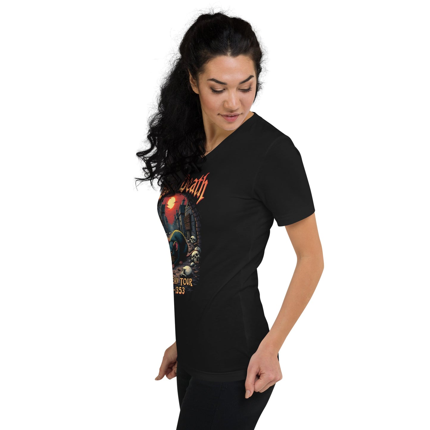 Black Death - European Tour – Premium Damen-T-Shirt mit V-Ausschnitt Metal T-Shirt von Dax Metal Designs – Bella+Canvas