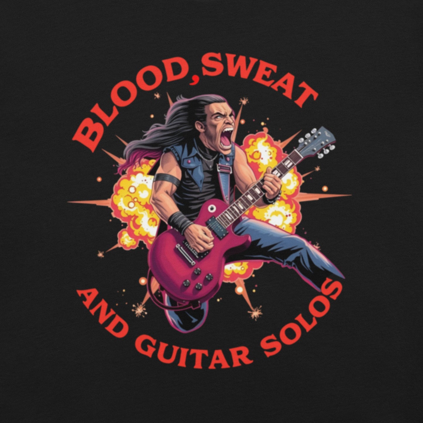 Blood, Sweat and Guitar Solos - T-Shirt - Dax Metal Designs