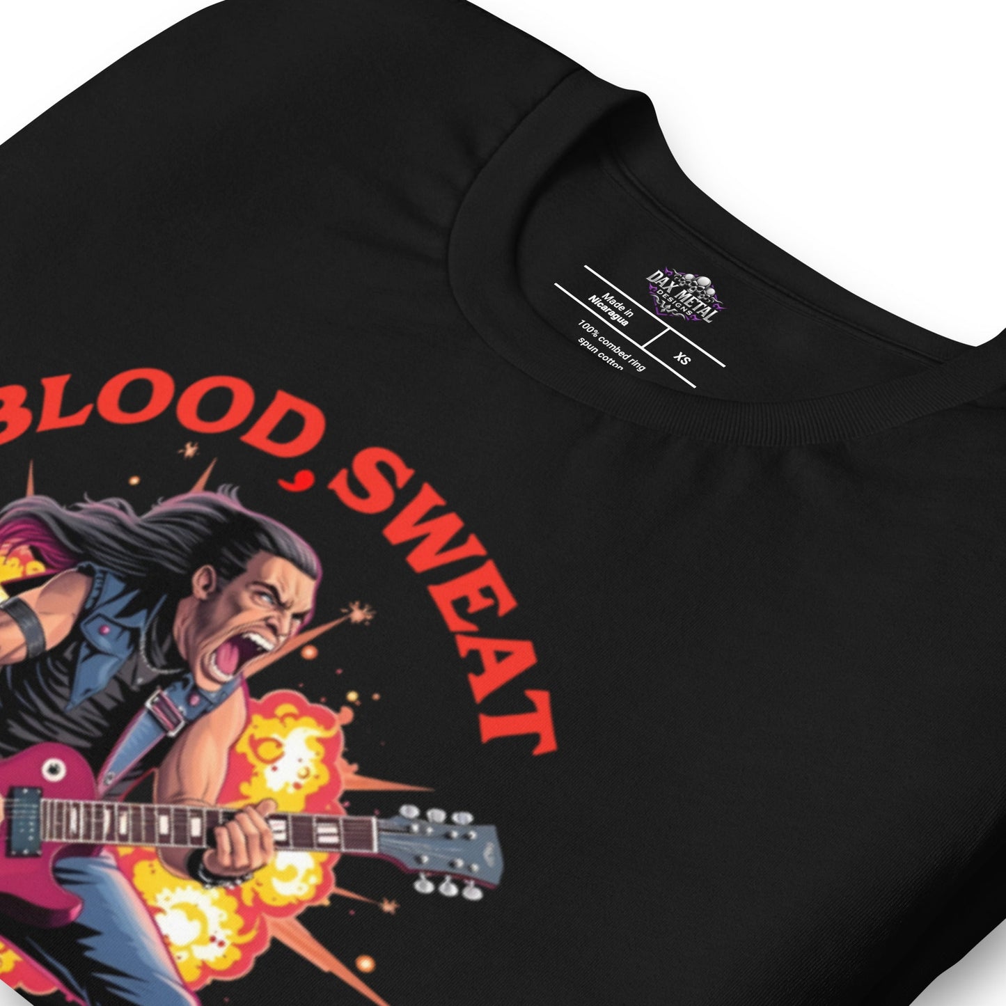 Blood, Sweat and Guitar Solos - T-Shirt - Dax Metal Designs