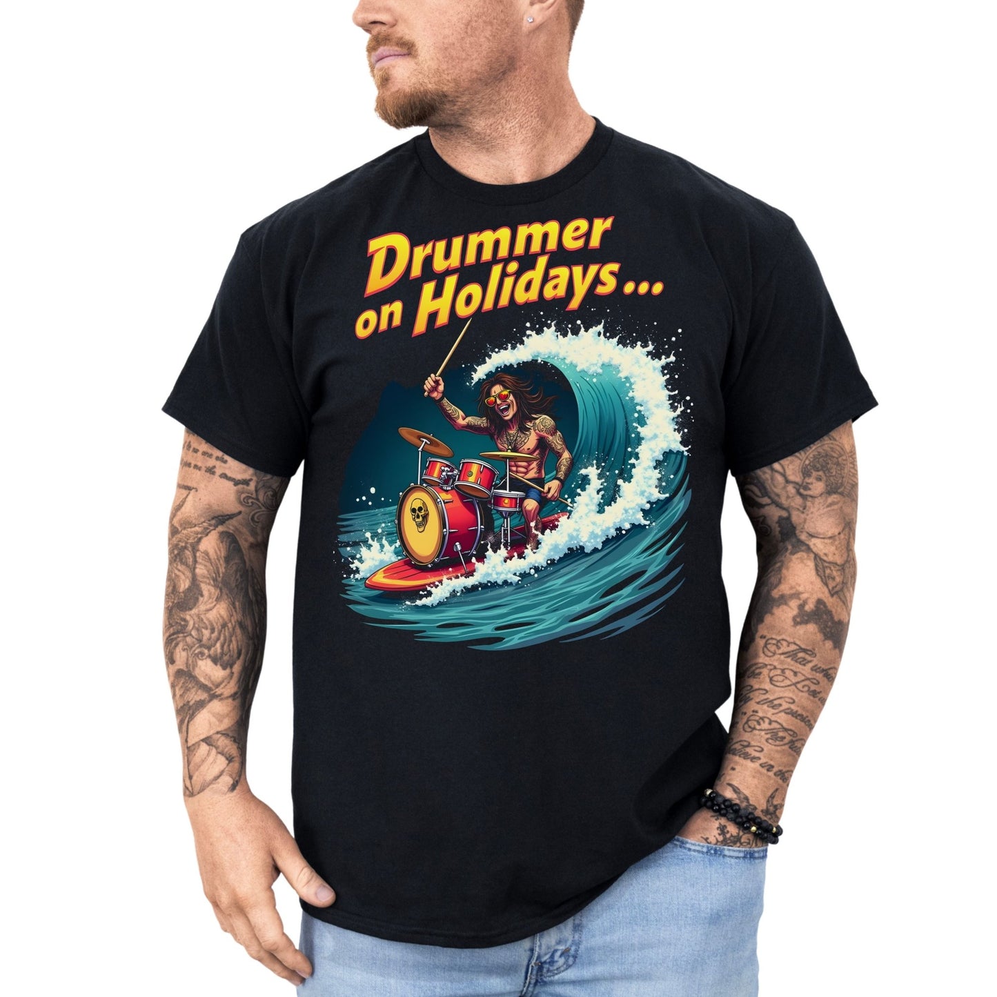 Drummer on Holidays - T-Shirt - Dax Metal Designs