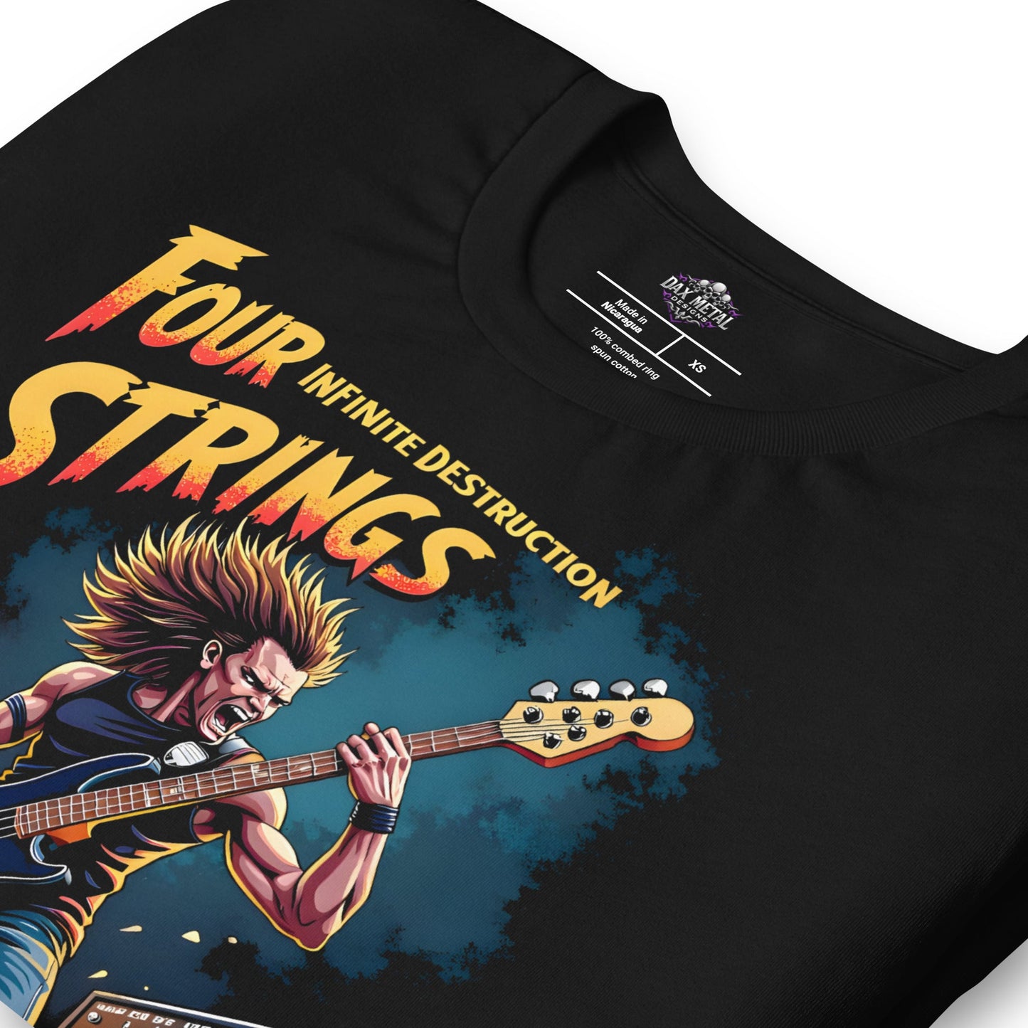 Four Strings, infinite Destruction - T-Shirt - Dax Metal Designs