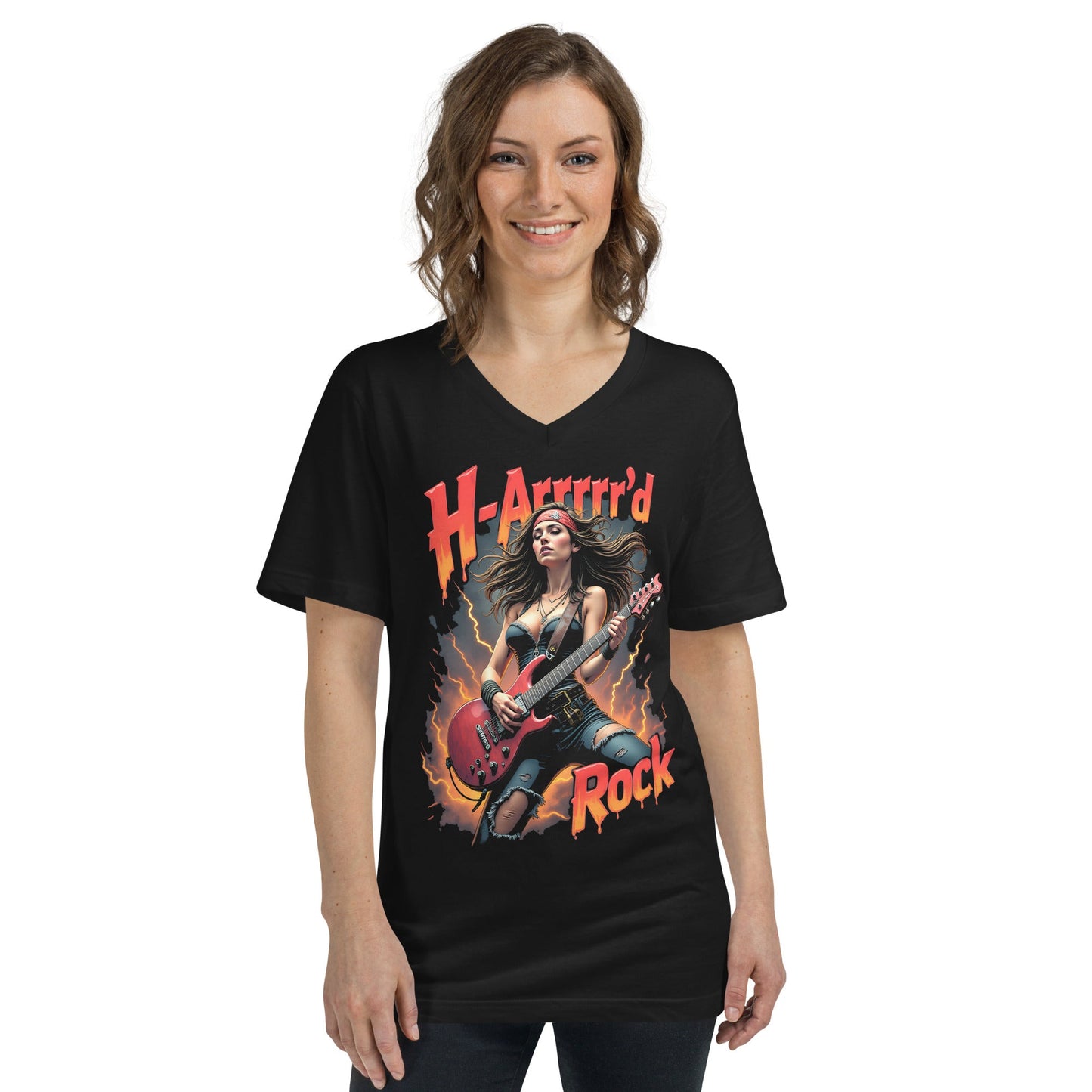 H - ARRRRRD Rock - T-Shirt mit V - Ausschnitt - Dax Metal Designs