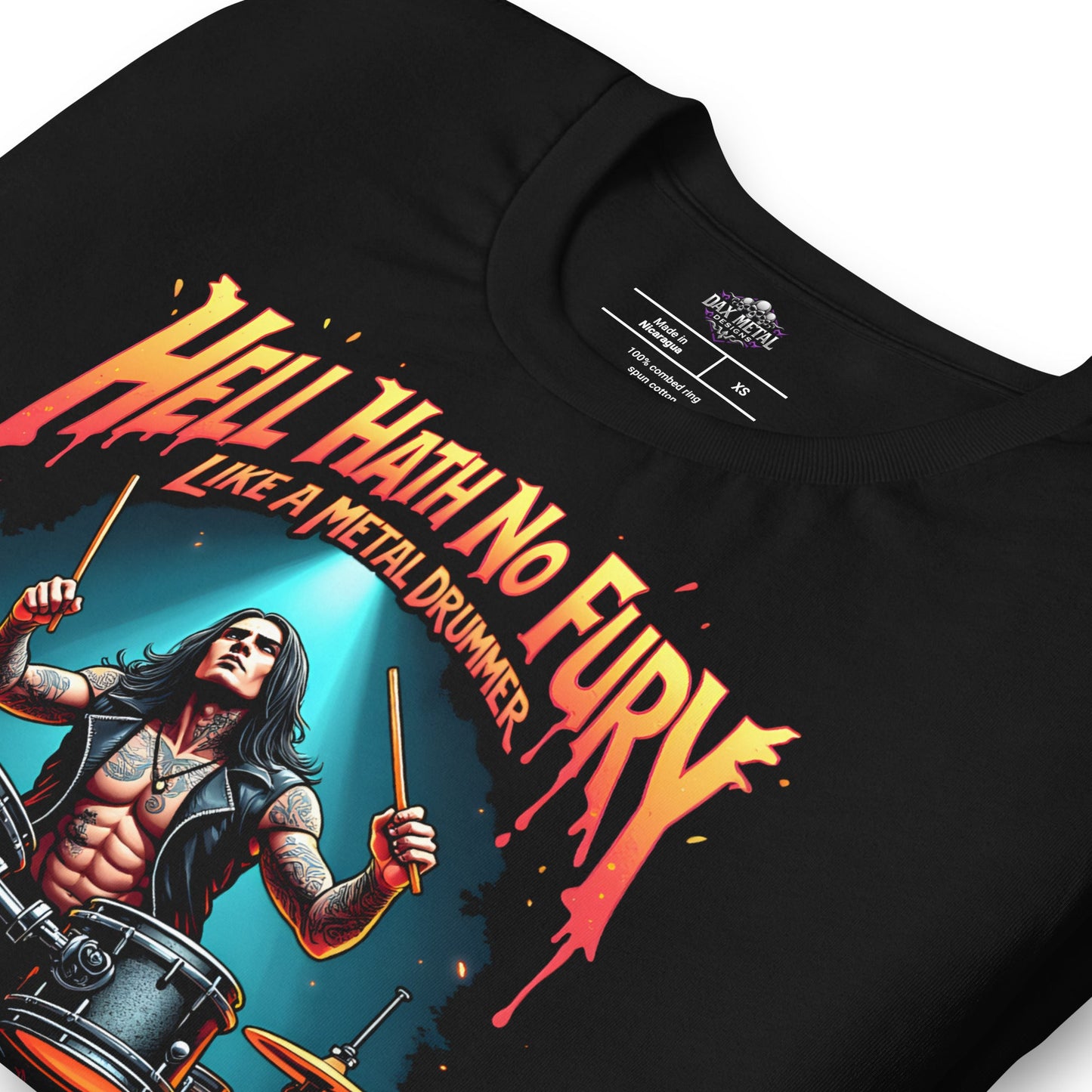 Hell Hath no Fury like a Metal Drummer -Heavy Metal T-Shirt, Schlagzeug-T-Shirt von Dax Metal Designs – Bella+Canvas