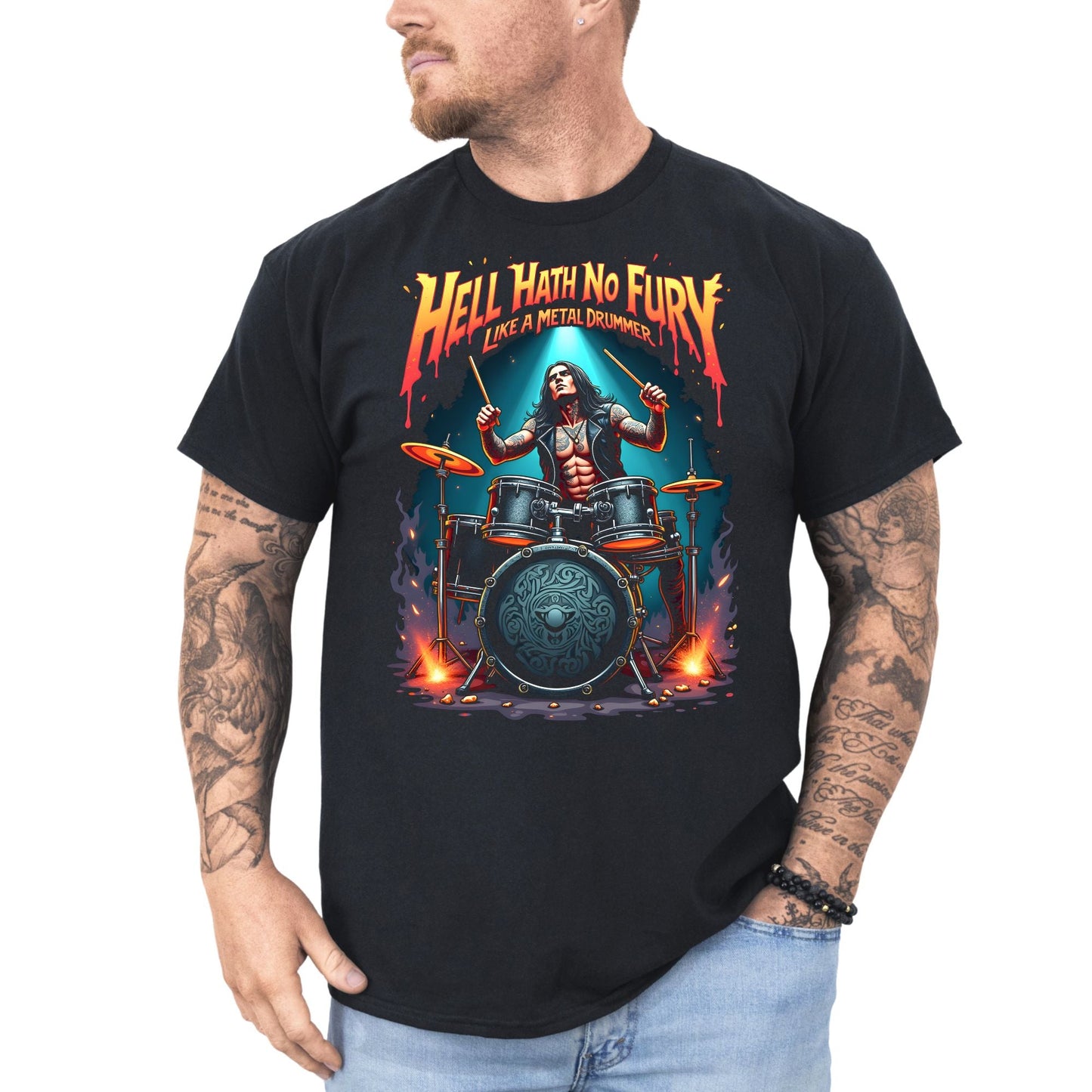 Hell Hath no Fury like a Metal Drummer -Heavy Metal T-Shirt, Schlagzeug-T-Shirt von Dax Metal Designs – Bella+Canvas