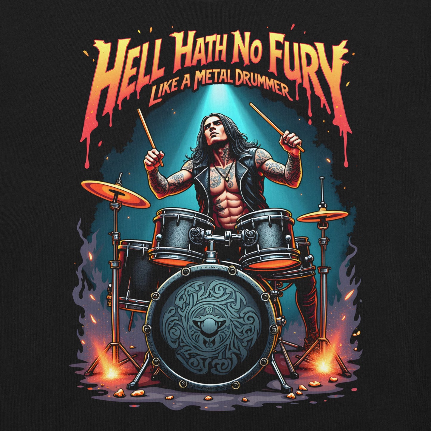 Hell Hath no Fury like a Metal Drummer -Heavy Metal T-Shirt, Schlagzeug-T-Shirt von Dax Metal Designs – Bella+Canvas