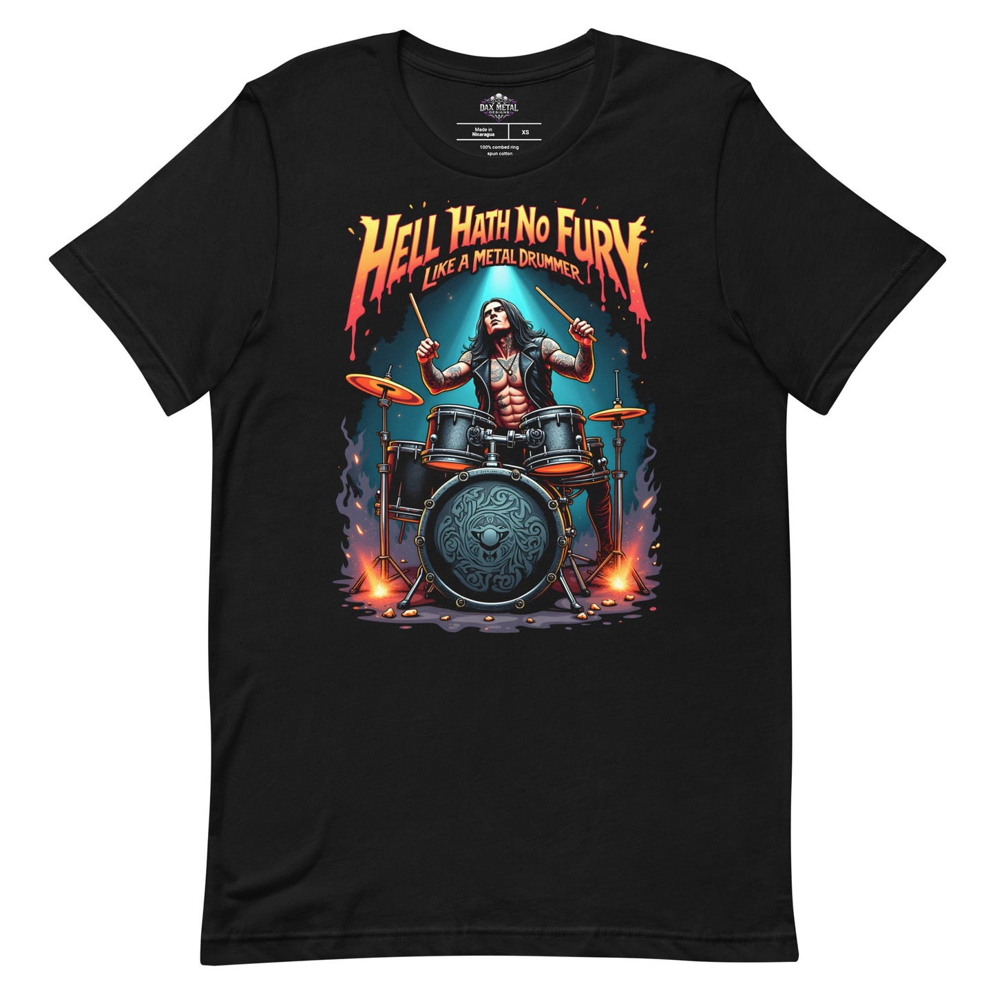 Hell Hath no Fury like a Metal Drummer -Heavy Metal T-Shirt, Schlagzeug-T-Shirt von Dax Metal Designs – Bella+Canvas