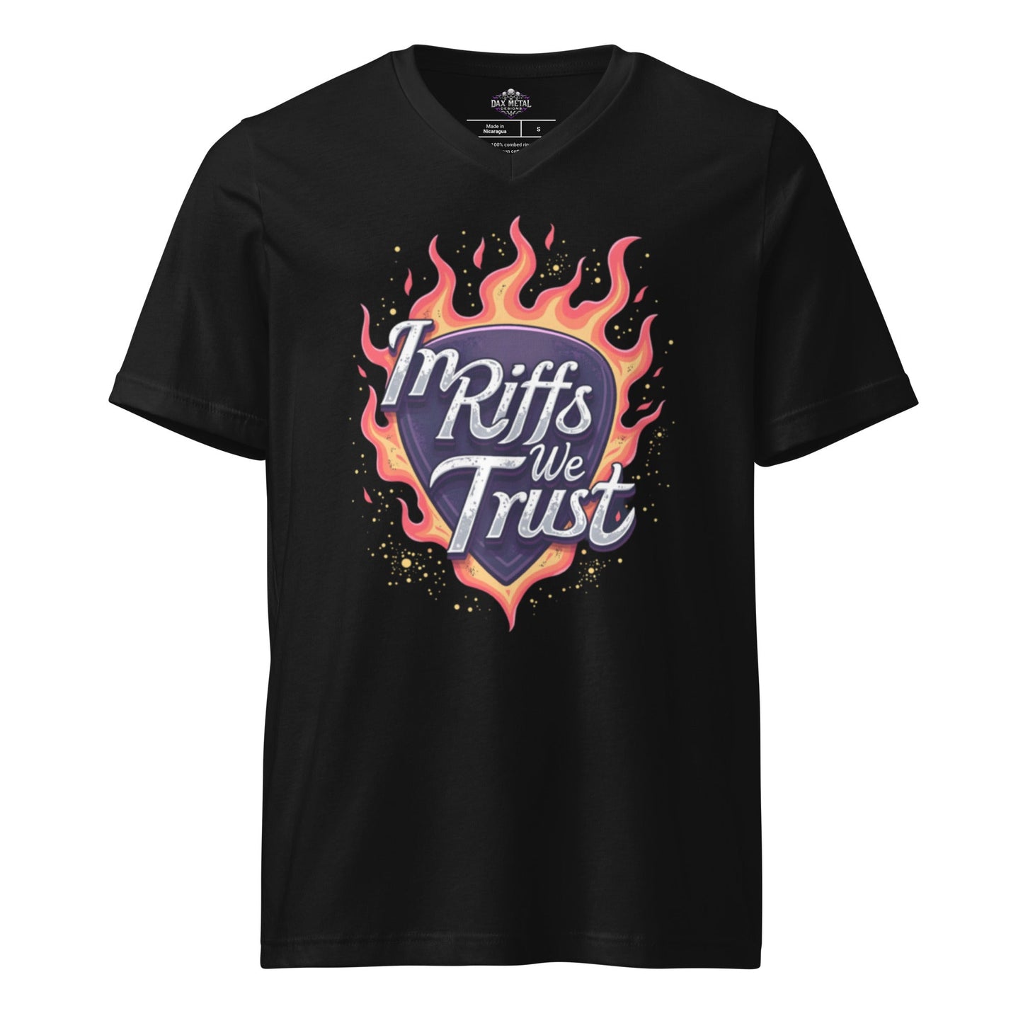 In Riffs we trust - T-Shirt mit V - Ausschnitt - Dax Metal Designs