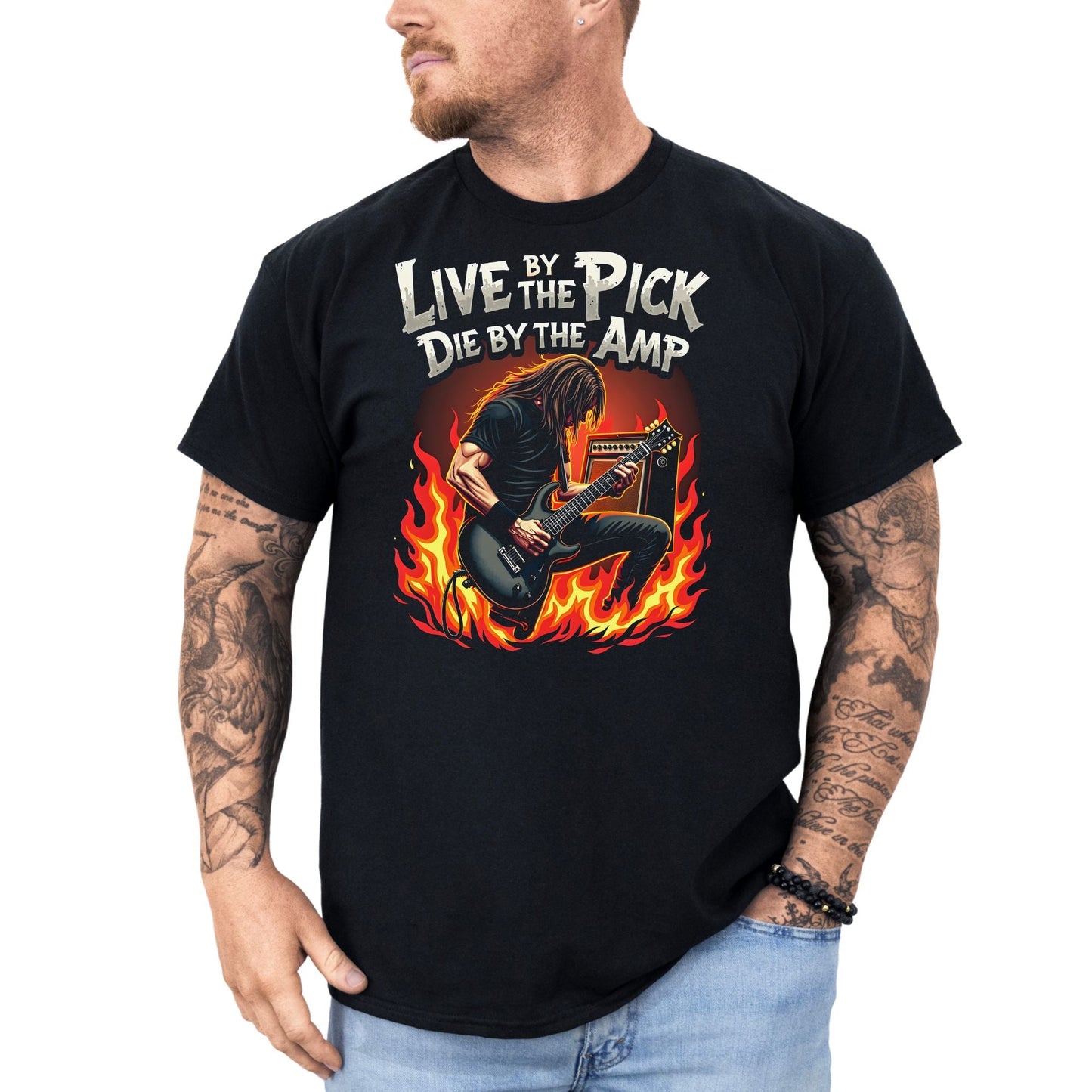 Live by the Pick, Die by the Amp - T-Shirt - Dax Metal Designs