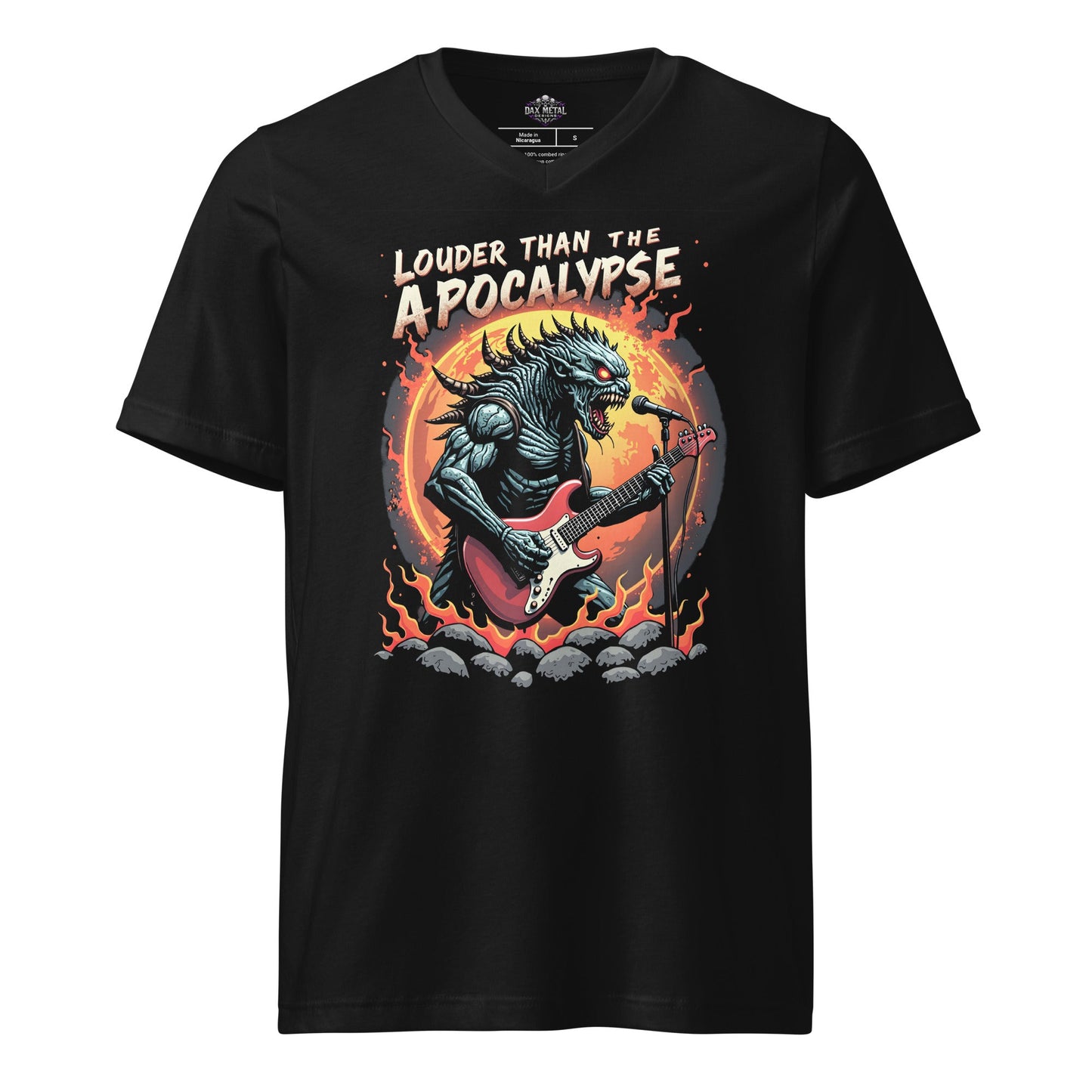 Louder than the Apocalypse - T-Shirt mit V - Ausschnitt - Dax Metal Designs