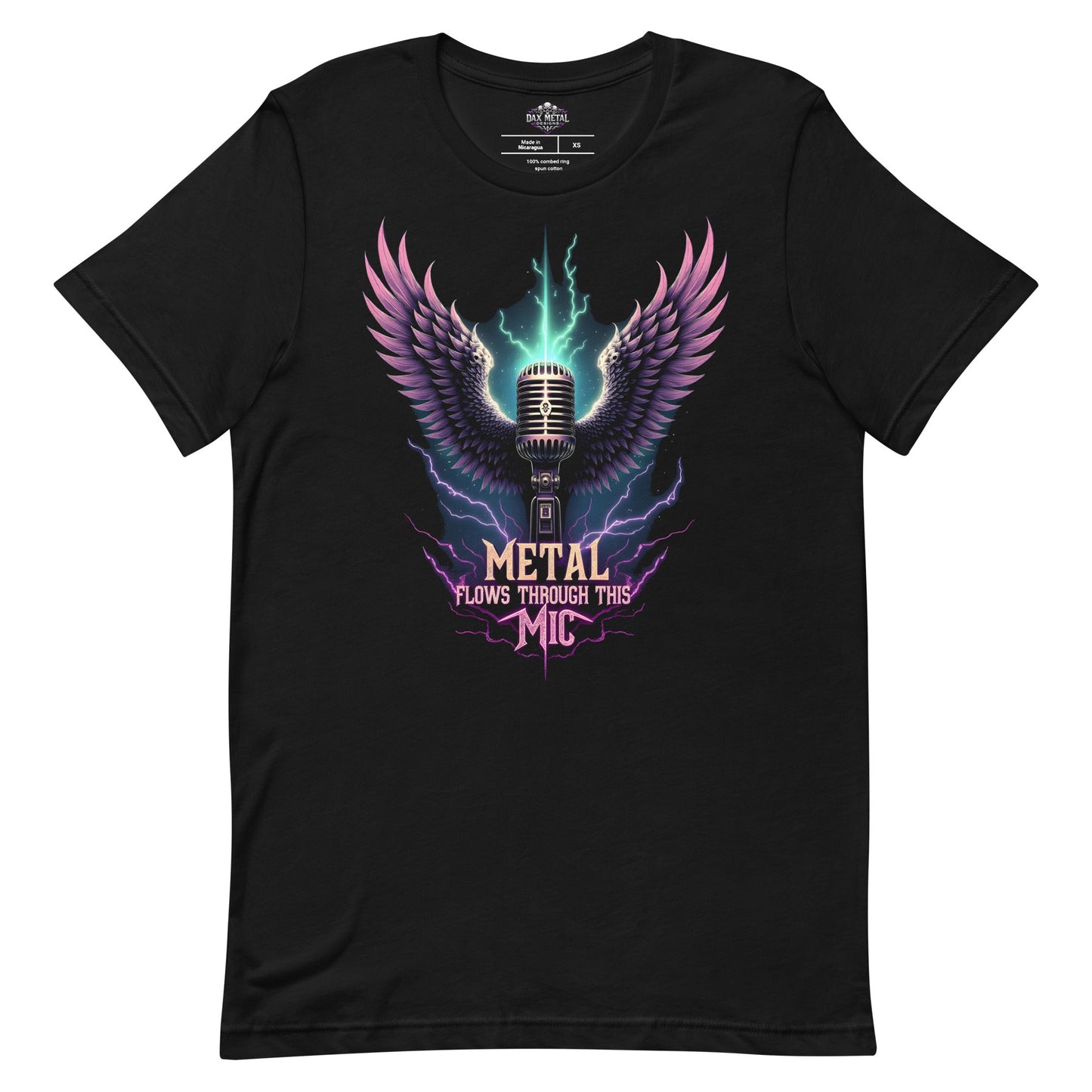 Metal flows through this Mic -T-Shirt Heavy Metal T-Shirt, Sänger-T-Shirt von Dax Metal Designs – Bella+Canvas