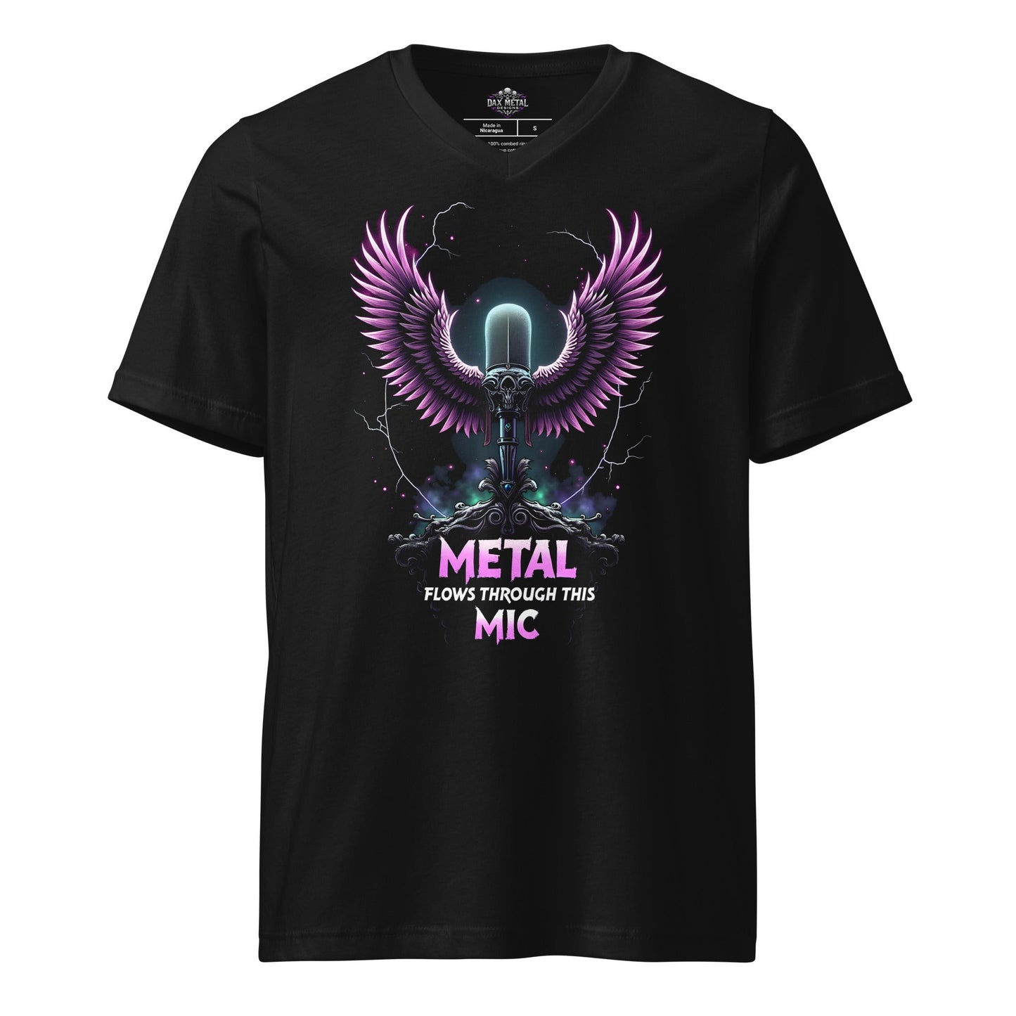 Metal flows through this Mic – Damen-T-Shirt mit V-Ausschnitt Metal T-Shirt von Dax Metal Designs – Bella+Canvas