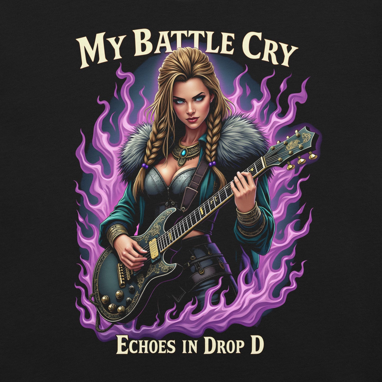 My Battle Cry echoes in Drop D - T-Shirt - Dax Metal Designs