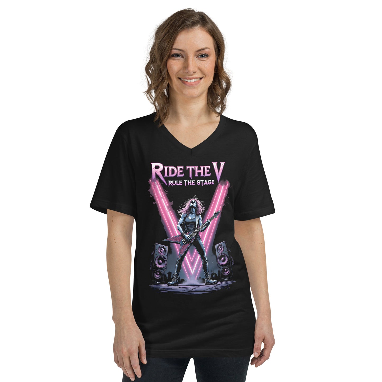 Ride the V – Premium Damen-T-Shirt mit V-Ausschnitt Metal T-Shirt von Dax Metal Designs – Bella+Canvas