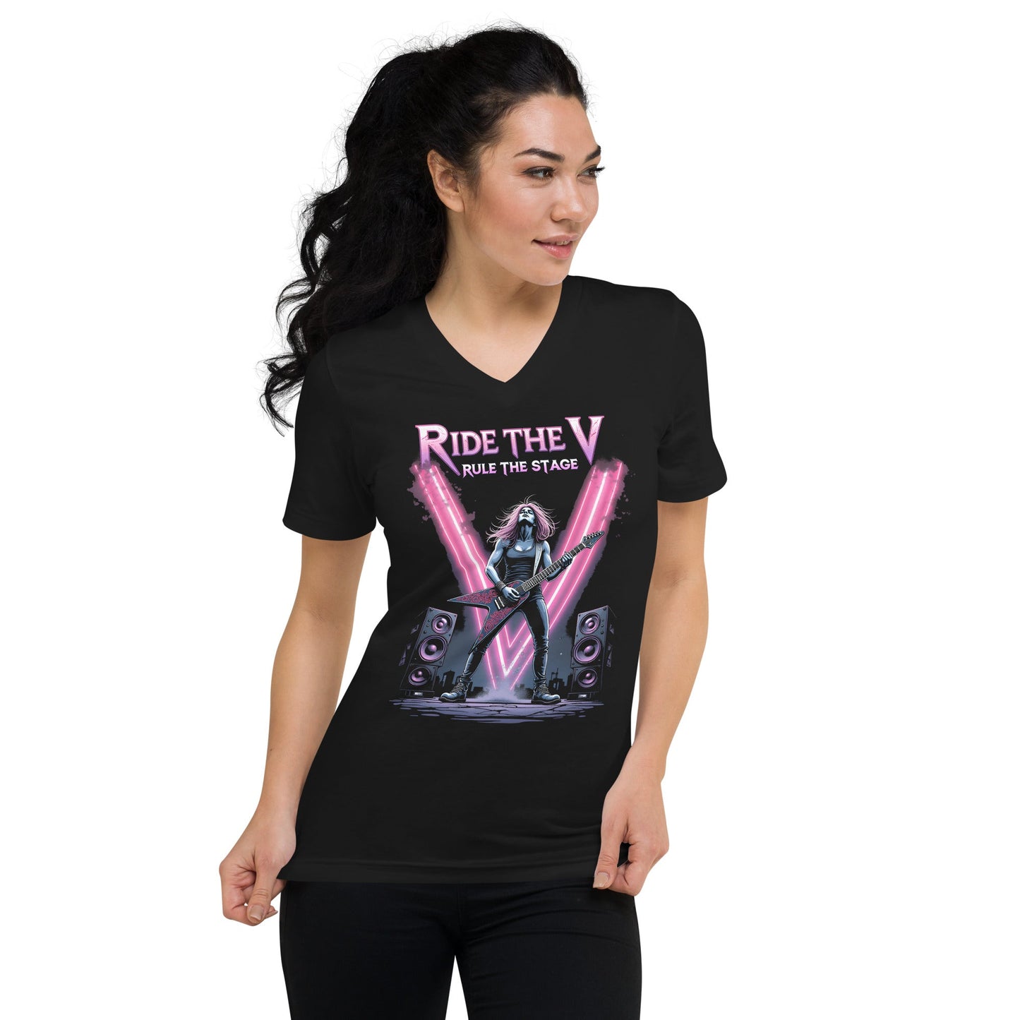 Ride the V – Premium Damen-T-Shirt mit V-Ausschnitt Metal T-Shirt von Dax Metal Designs – Bella+Canvas