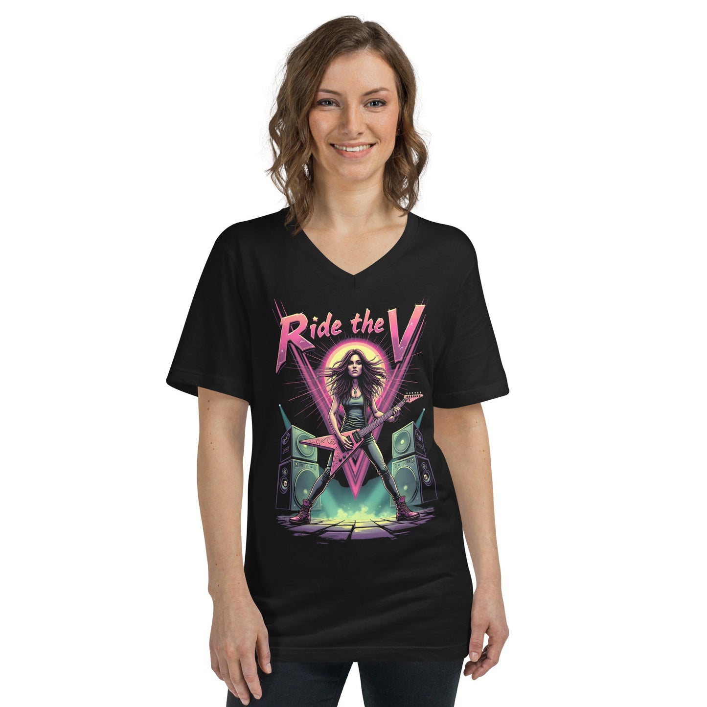 Ride the V – Premium Damen-T-Shirt mit V-Ausschnitt Metal T-Shirt von Dax Metal Designs – Bella+Canvas