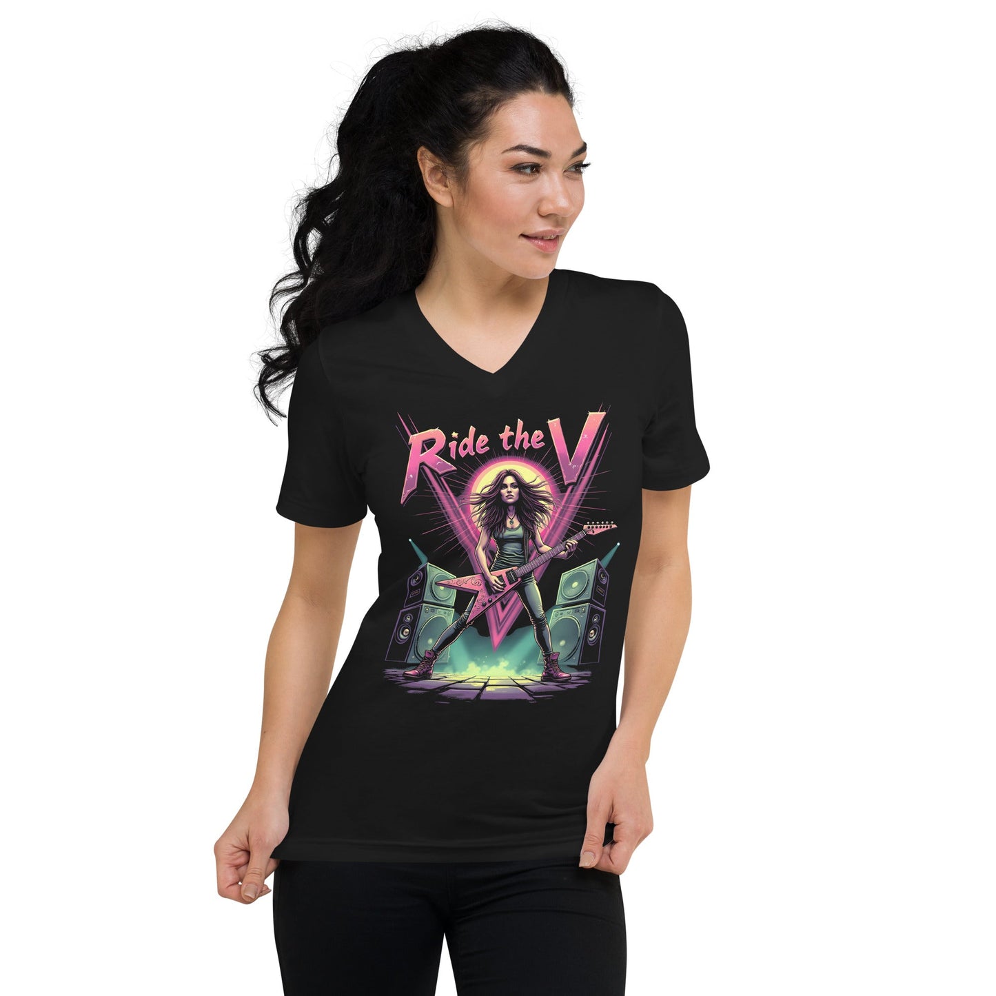 Ride the V – Premium Damen-T-Shirt mit V-Ausschnitt Metal T-Shirt von Dax Metal Designs – Bella+Canvas
