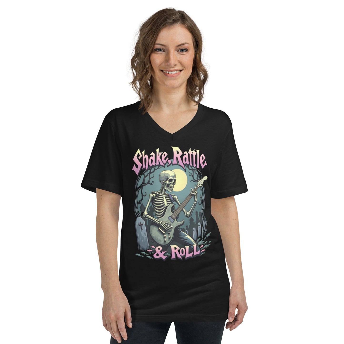 Shake, Rattle & Roll - T-Shirt mit V - Ausschnitt - Dax Metal Designs