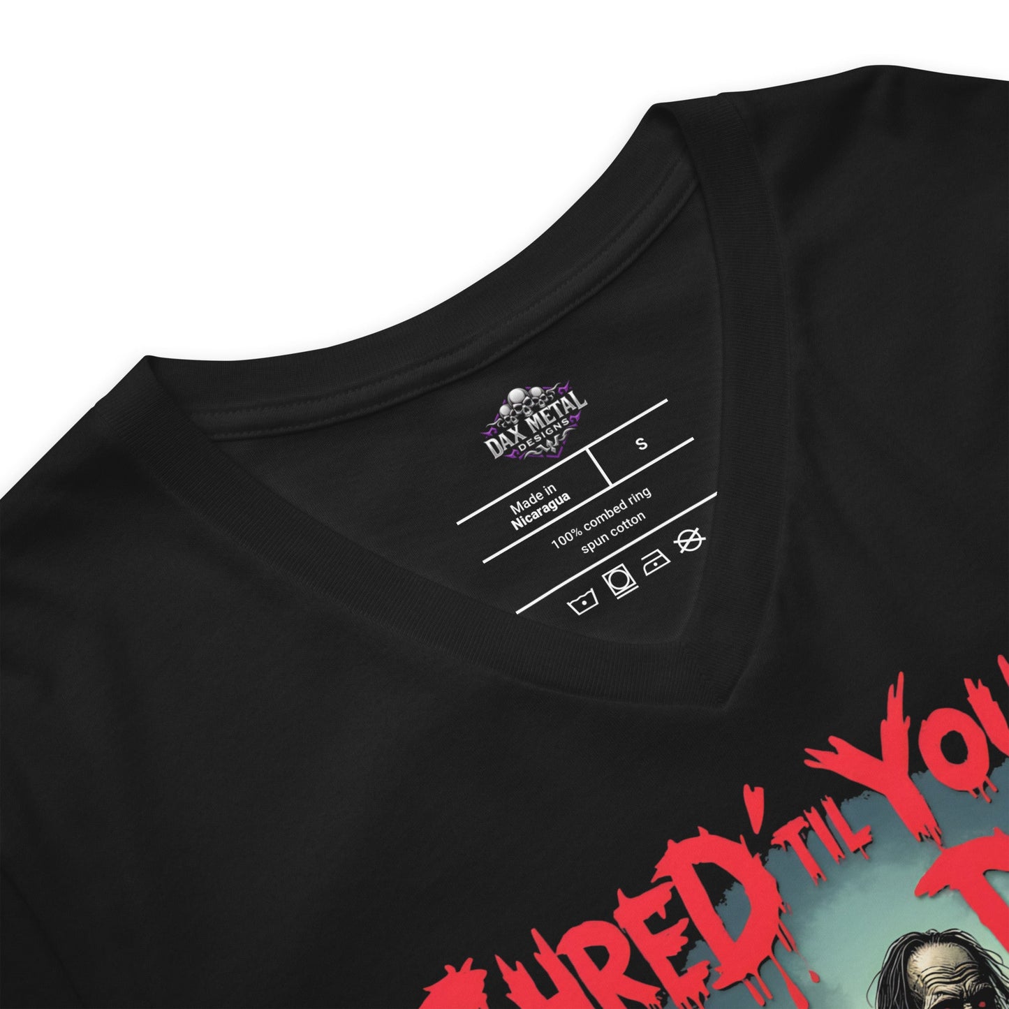 Shred 'Til You're Dead – Damen-T-Shirt mit V-Ausschnitt Metal T-Shirt von Dax Metal Designs – Bella+Canvas