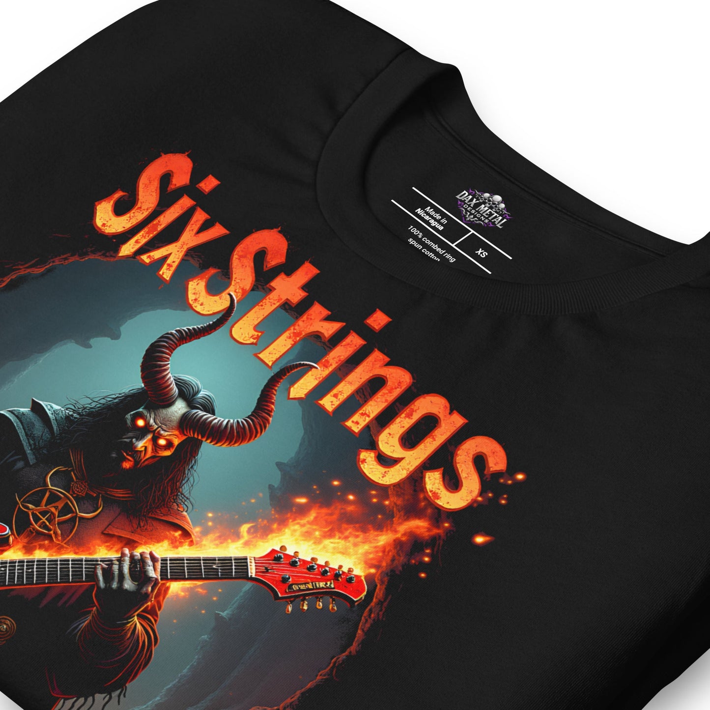 Six Strings from the Sixth Circle - Heavy Metal T-Shirt von Dax Metal Designs – Bella+Canvas