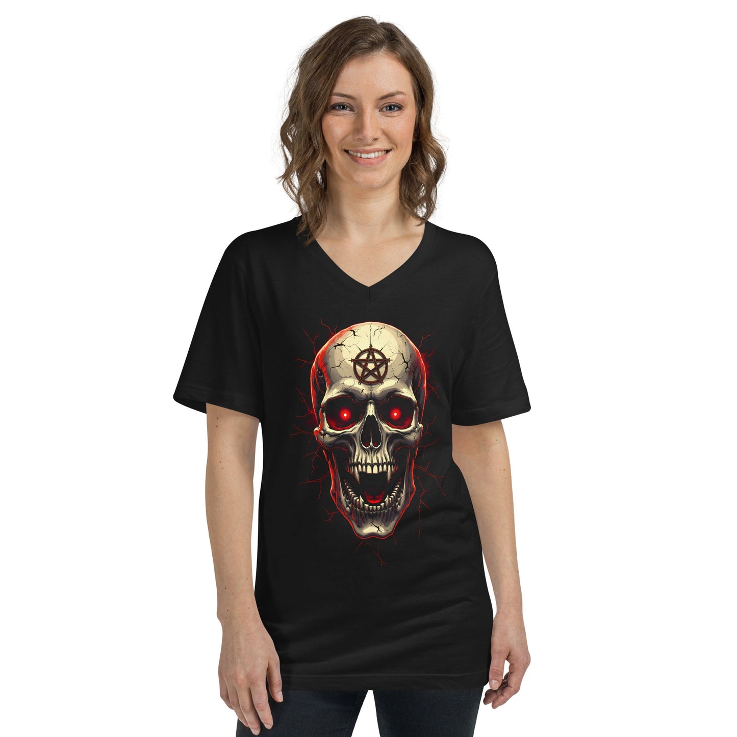 Skull 2 - T-Shirt mit V - Ausschnitt - Dax Metal Designs