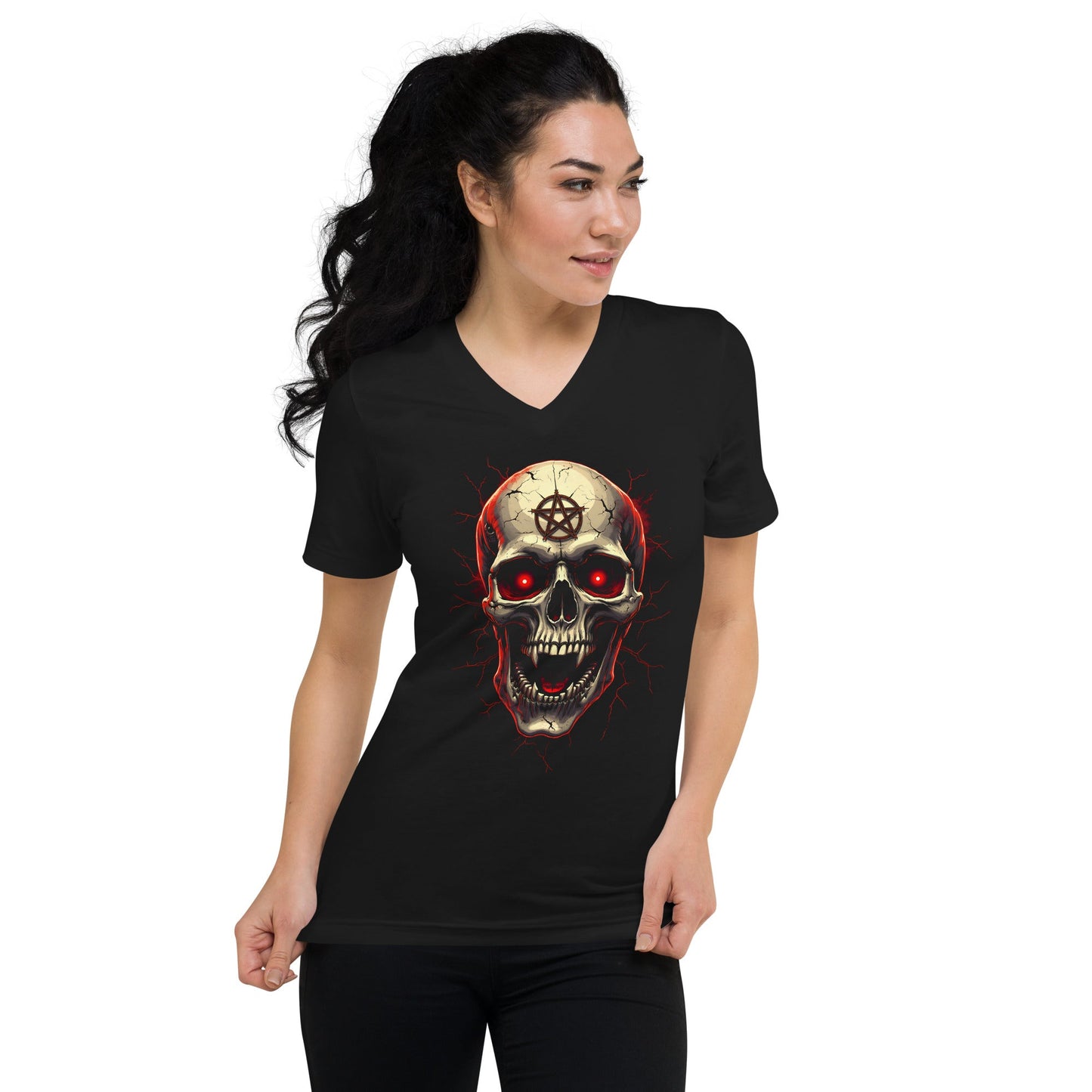 Skull 2 - T-Shirt mit V - Ausschnitt - Dax Metal Designs