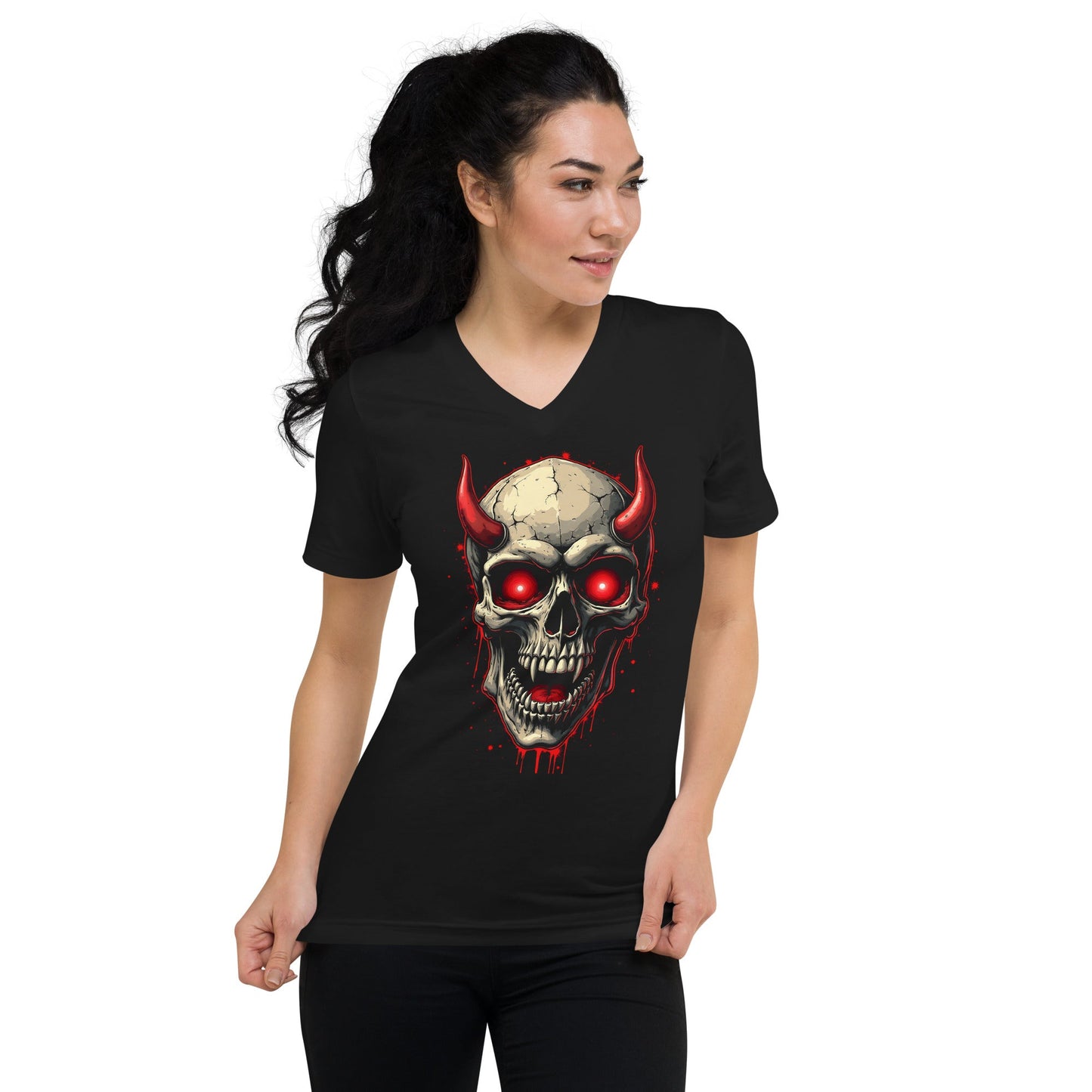 Skull 3 - T-Shirt mit V - Ausschnitt - Dax Metal Designs