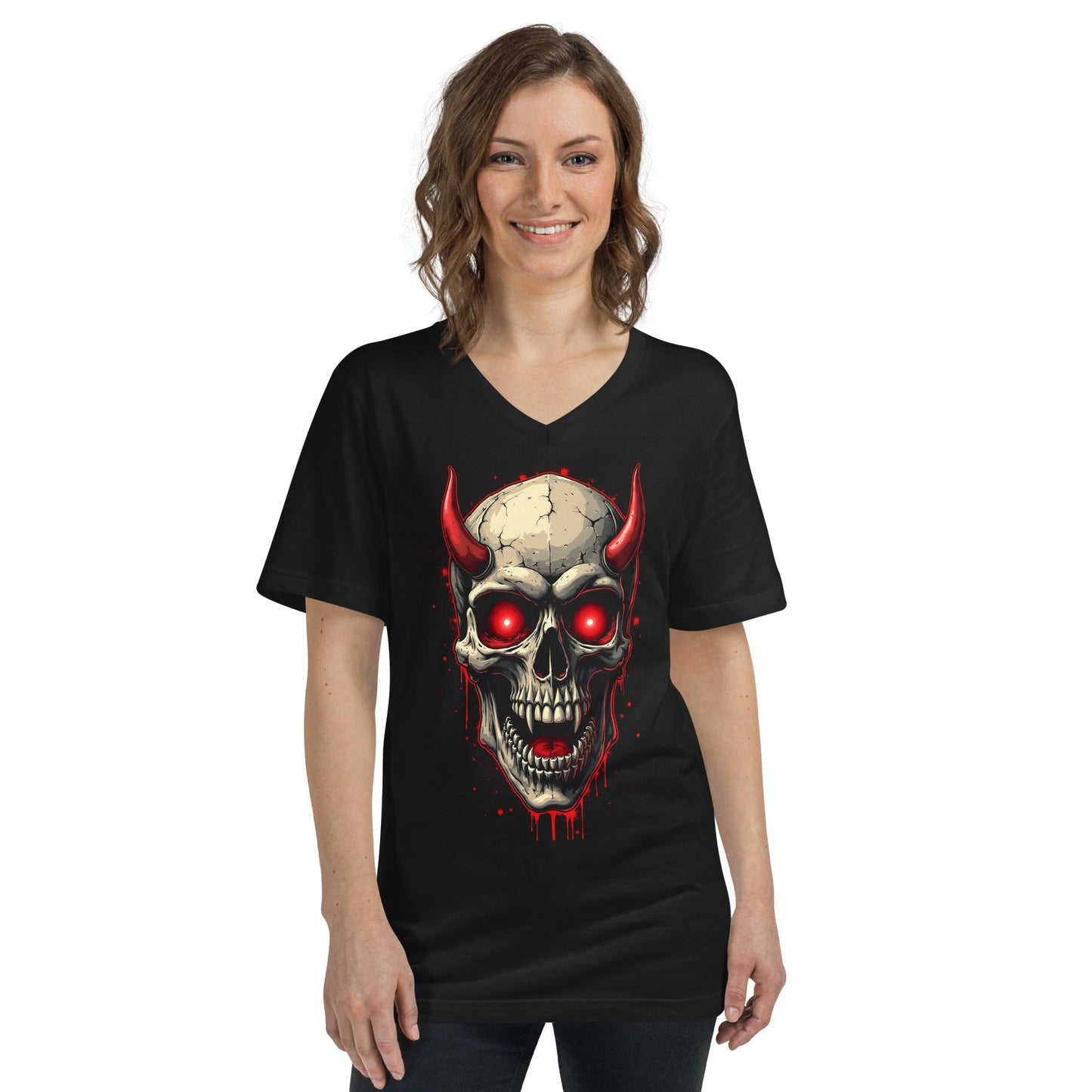 Skull 3 - T-Shirt mit V - Ausschnitt - Dax Metal Designs