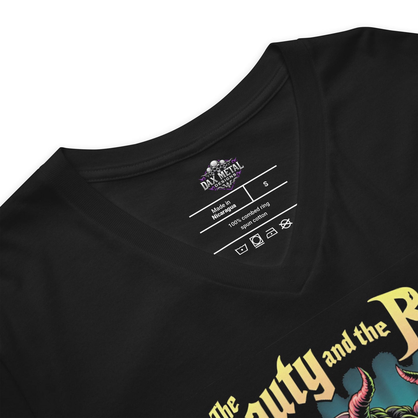 The Beauty and the Bass - T-Shirt mit V - Ausschnitt - Dax Metal Designs