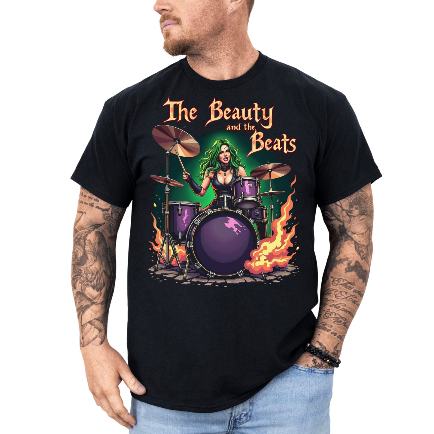 The Beauty and the Beats - T-Shirt - Dax Metal Designs