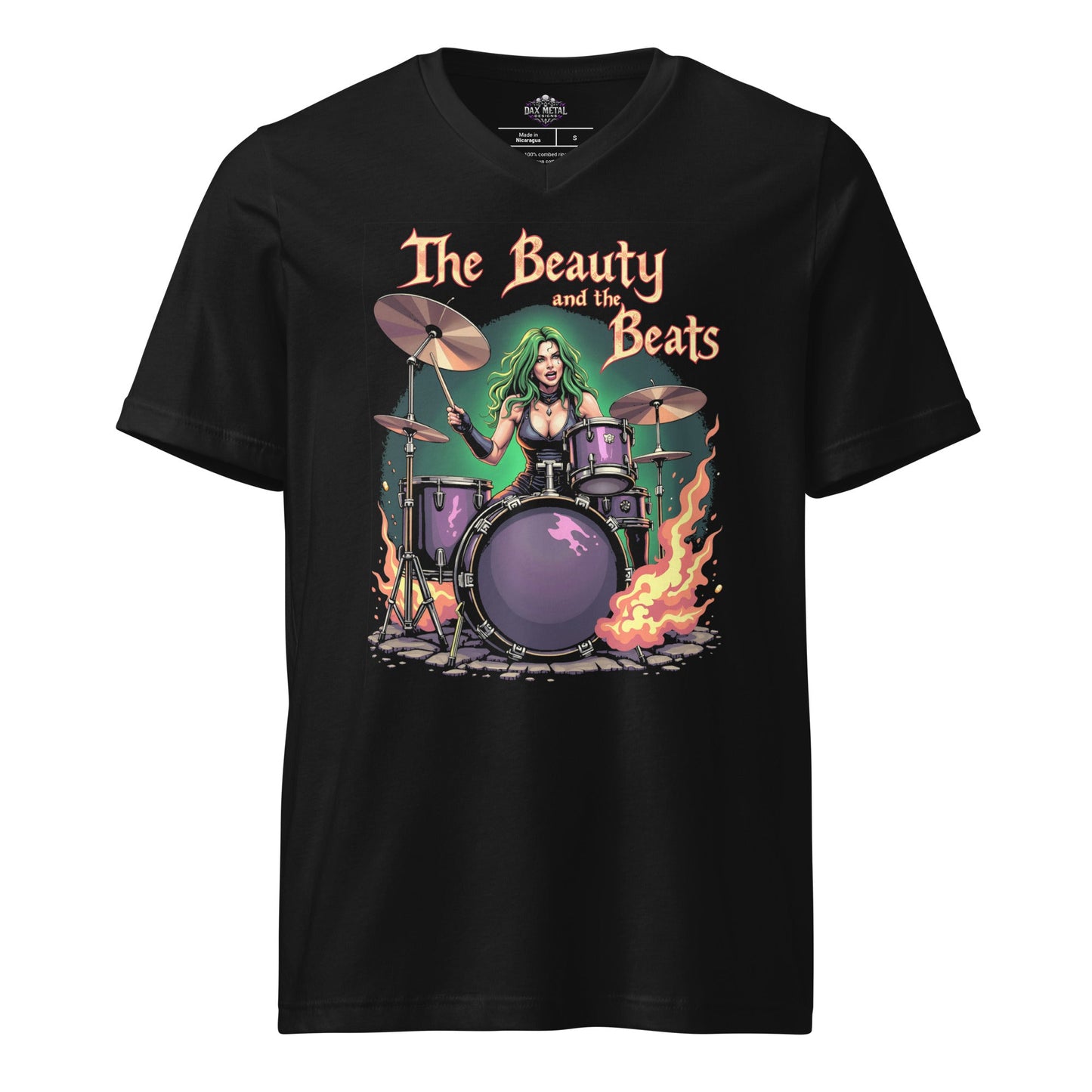 The Beauty and the Beats - T-Shirt mit V - Ausschnitt - Dax Metal Designs