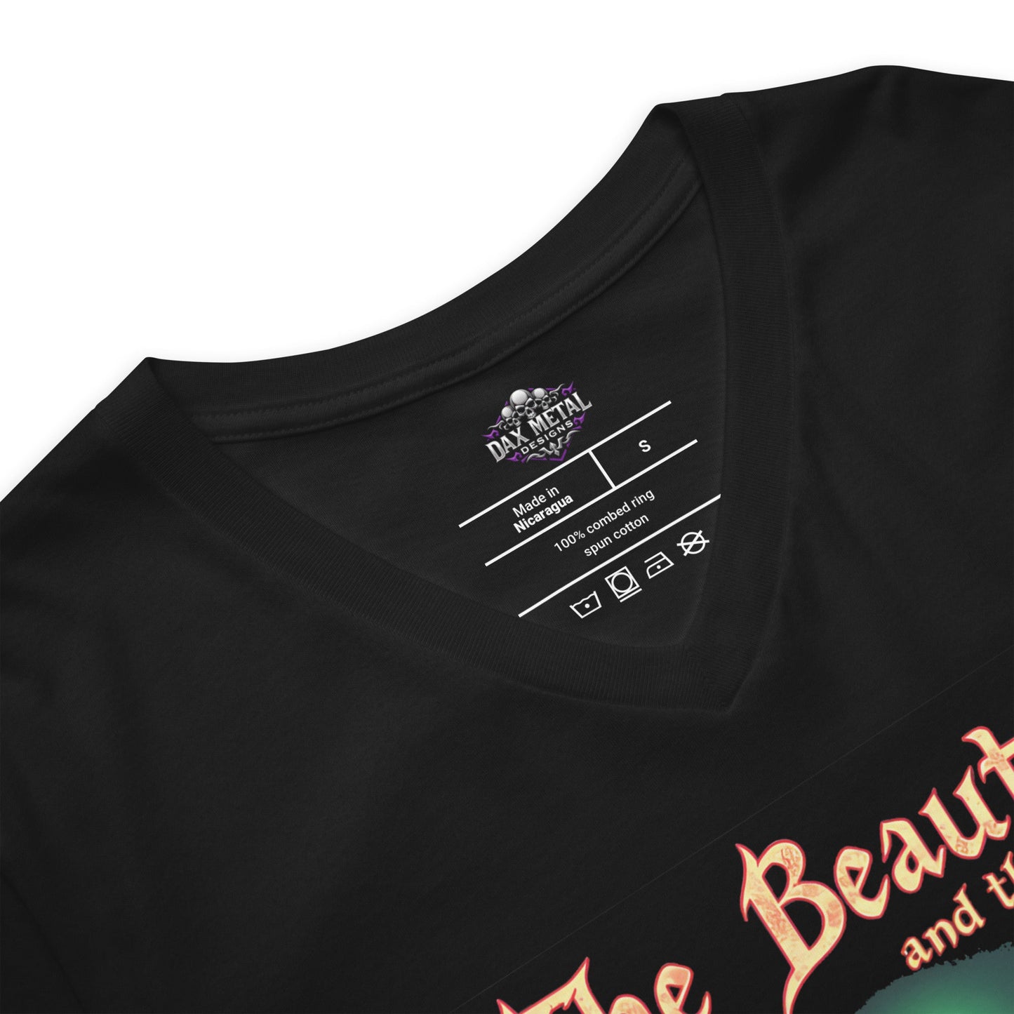 The Beauty and the Beats - T-Shirt mit V - Ausschnitt - Dax Metal Designs