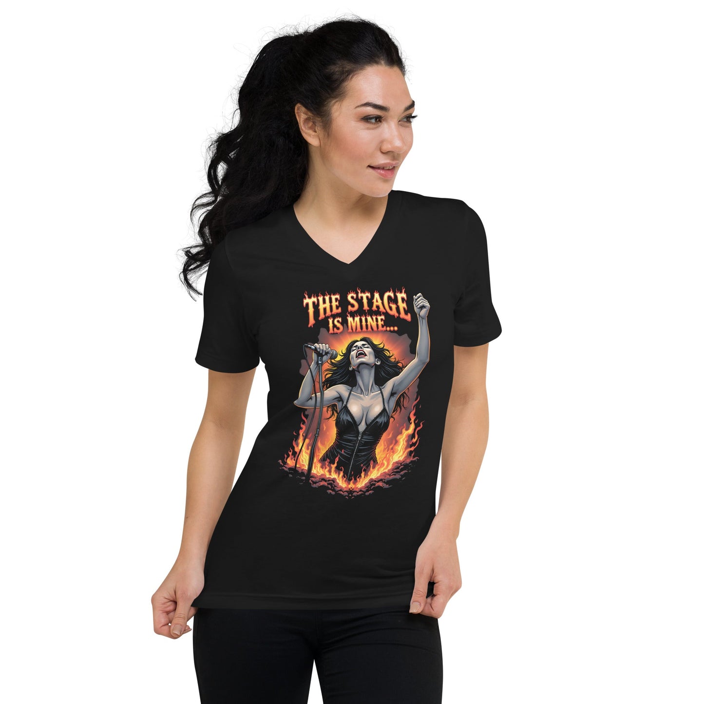 The Stage is mine – Premium Damen-T-Shirt mit V-Ausschnitt Metal T-Shirt von Dax Metal Designs – Bella+Canvas