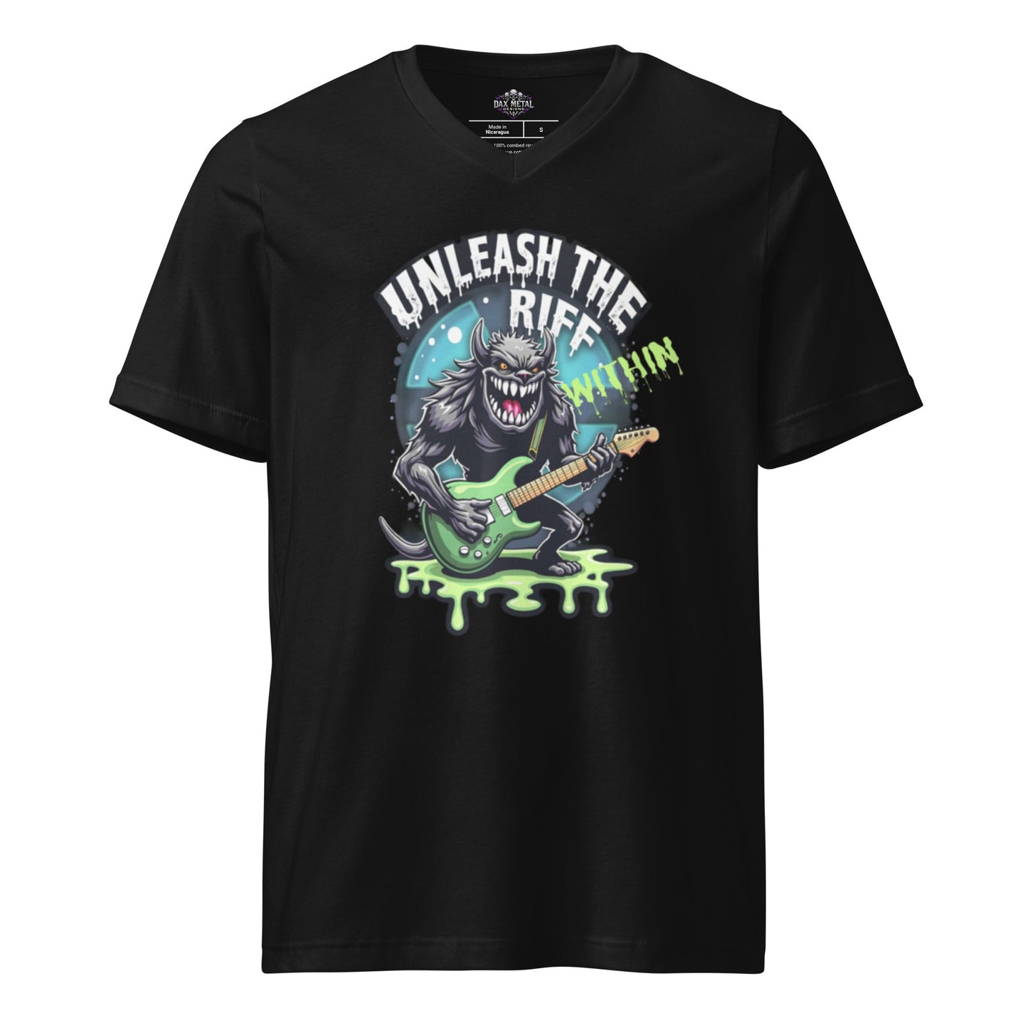 Unleash the Riff within 1 - T-Shirt mit V - Ausschnitt - Dax Metal Designs