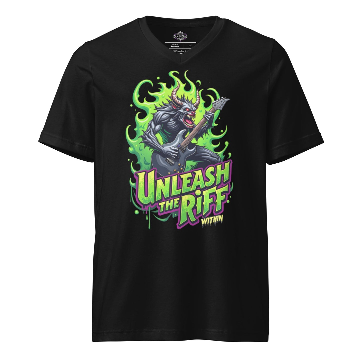 Unleash the Riff within 2 - T-Shirt mit V - Ausschnitt - Dax Metal Designs