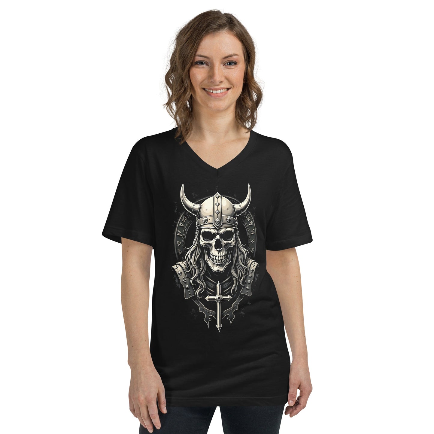 Warrior of Death - T-Shirt mit V - Ausschnitt - Dax Metal Designs