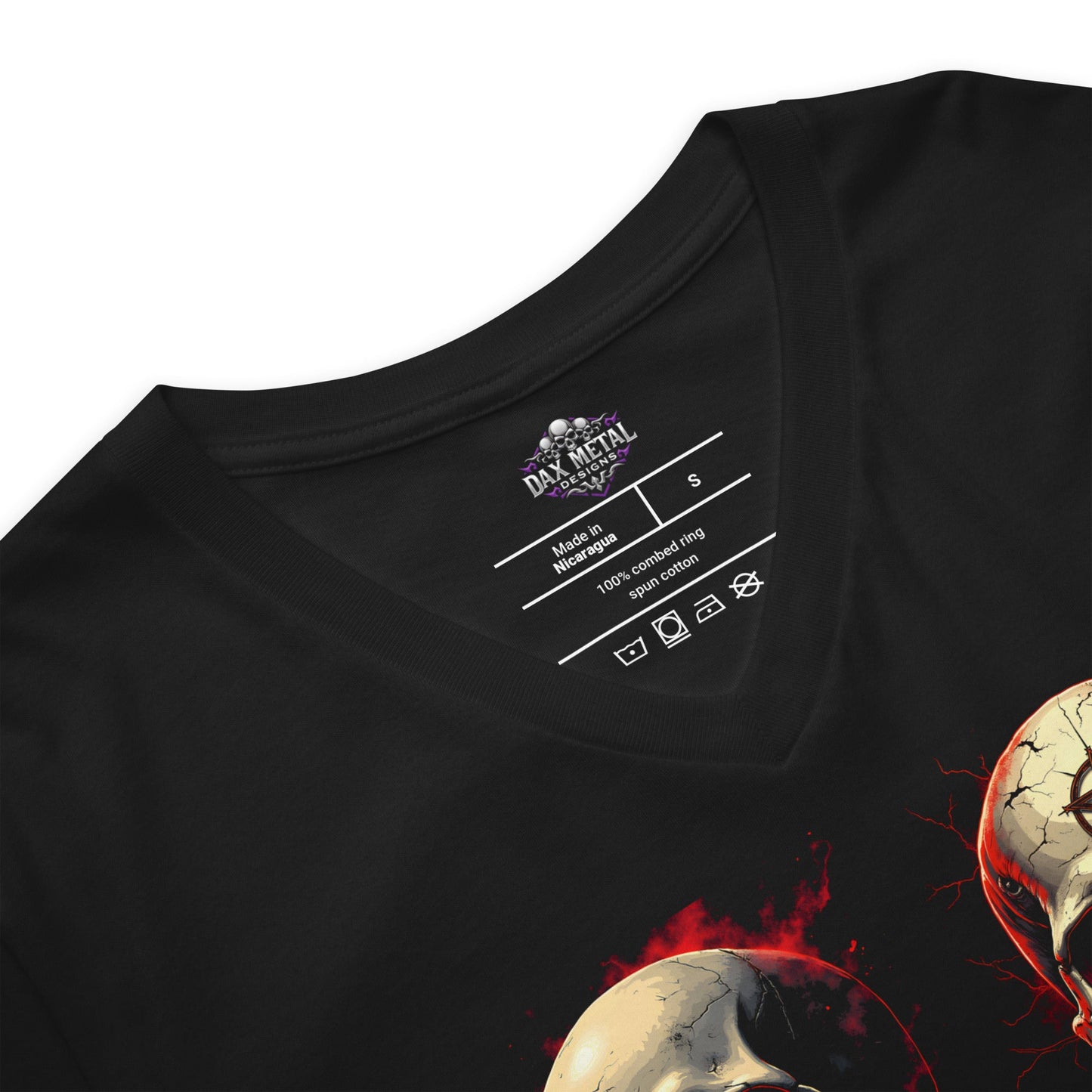 4 Skulls - T-Shirt mit V - Ausschnitt - Dax Metal Designs