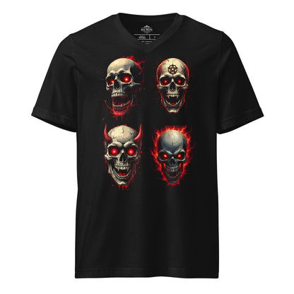 4 Skulls - T-Shirt mit V - Ausschnitt - Dax Metal Designs
