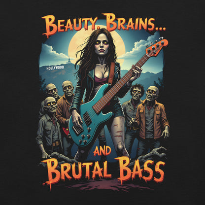 Beauty, Brains and Brutal Bass -T-Shirt Bassisten-T-Shirt von Dax Metal Designs – Bella+Canvas Metal T-Shirt