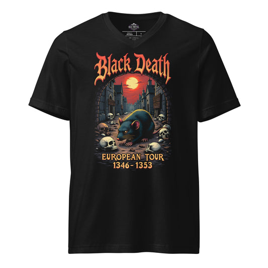 Black Death - European Tour  – Premium Damen-T-Shirt mit V-Ausschnitt Metal T-Shirt von Dax Metal Designs – Bella+Canvas

