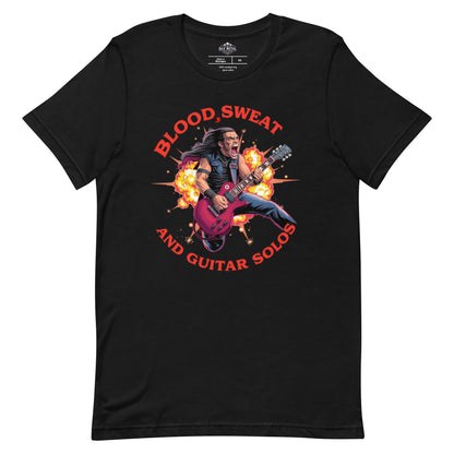 Blood, Sweat and Guitar Solos - T-Shirt - Dax Metal Designs