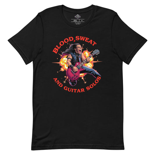 Blood, Sweat and Guitar Solos - T-Shirt - Dax Metal Designs