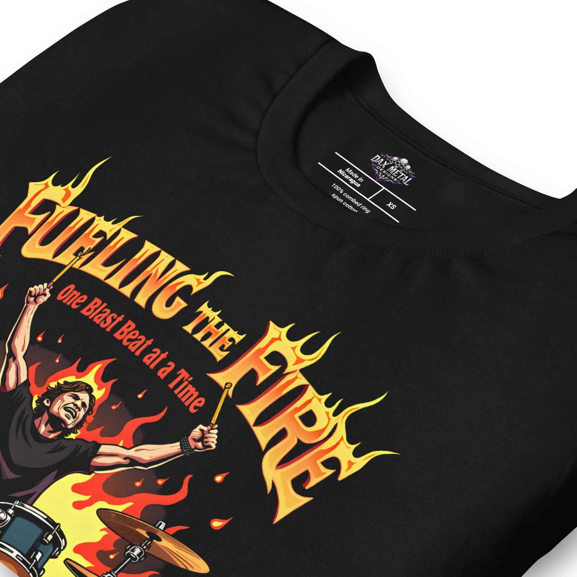 Fueling the Fire, one Blast Beat at a Time - T-Shirt - Dax Metal Designs