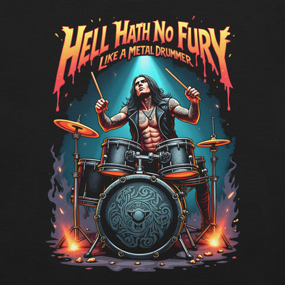 Hell Hath no Fury like a Metal Drummer -Heavy Metal T-Shirt, Schlagzeug-T-Shirt von Dax Metal Designs – Bella+Canvas