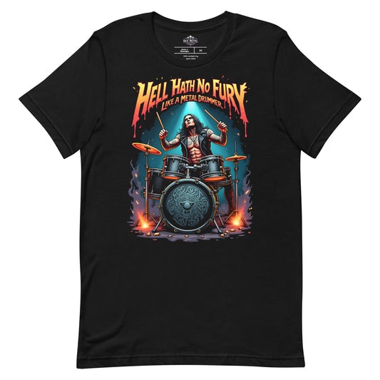 Hell Hath no Fury like a Metal Drummer -Heavy Metal T-Shirt, Schlagzeug-T-Shirt von Dax Metal Designs – Bella+Canvas