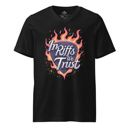 In Riffs we trust - T-Shirt mit V - Ausschnitt - Dax Metal Designs