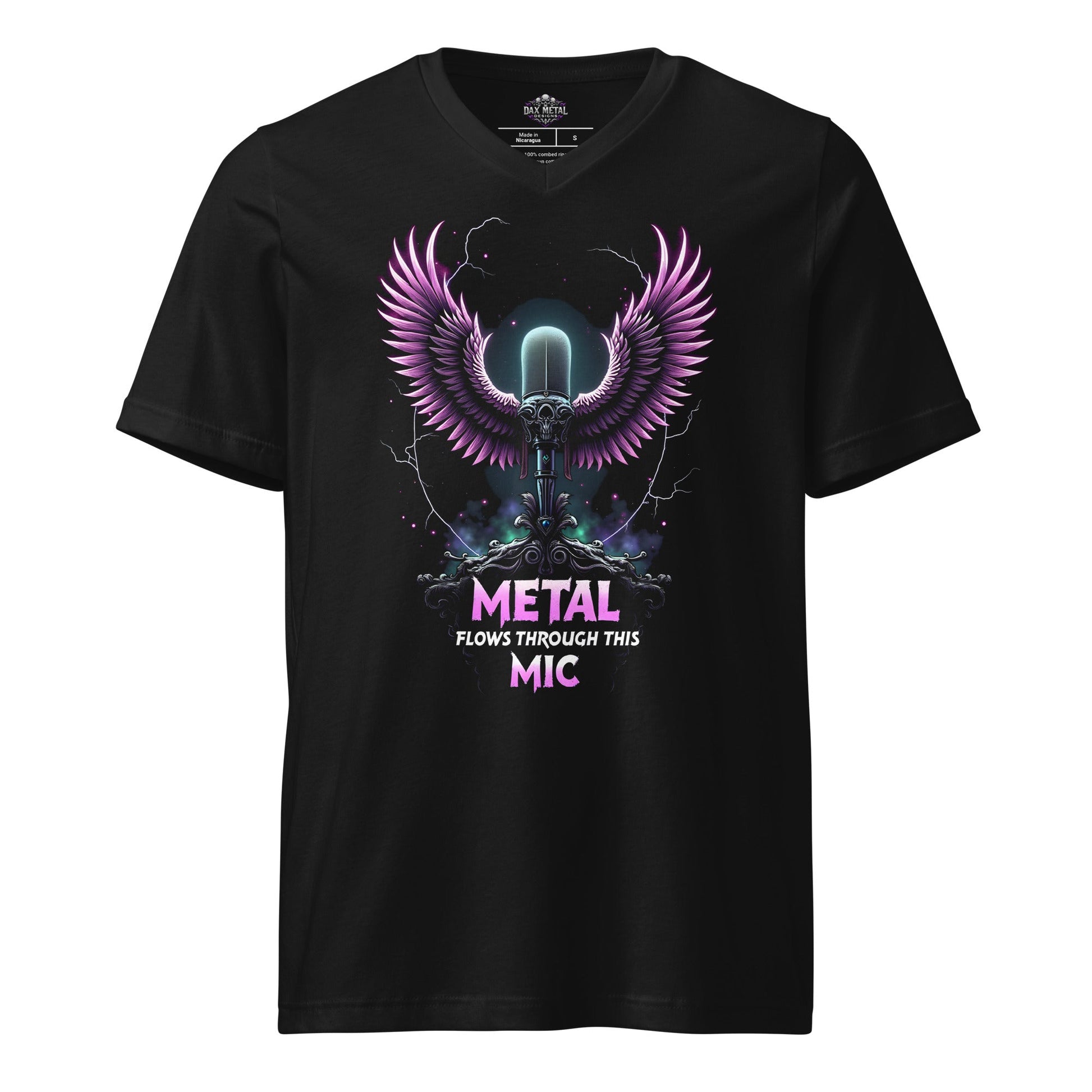 Metal flows through this Mic – Damen-T-Shirt mit V-Ausschnitt Metal T-Shirt von Dax Metal Designs – Bella+Canvas 