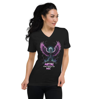 Metal flows through this Mic – Damen-T-Shirt mit V-Ausschnitt Metal T-Shirt von Dax Metal Designs – Bella+Canvas 