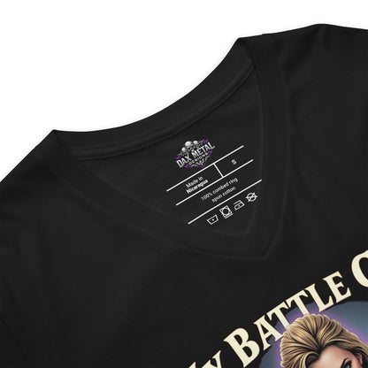 My Battlecry Echoes in Drop D - T-Shirt mit V - Ausschnitt - Dax Metal Designs